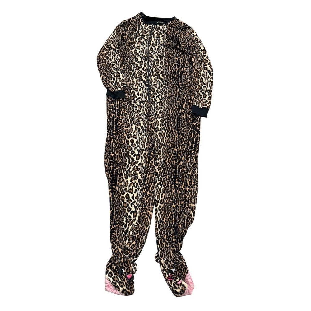 Nick‎ & Nora Footed Onesie Leopard Print Medium Animal Pajamas Loungewear Cozy